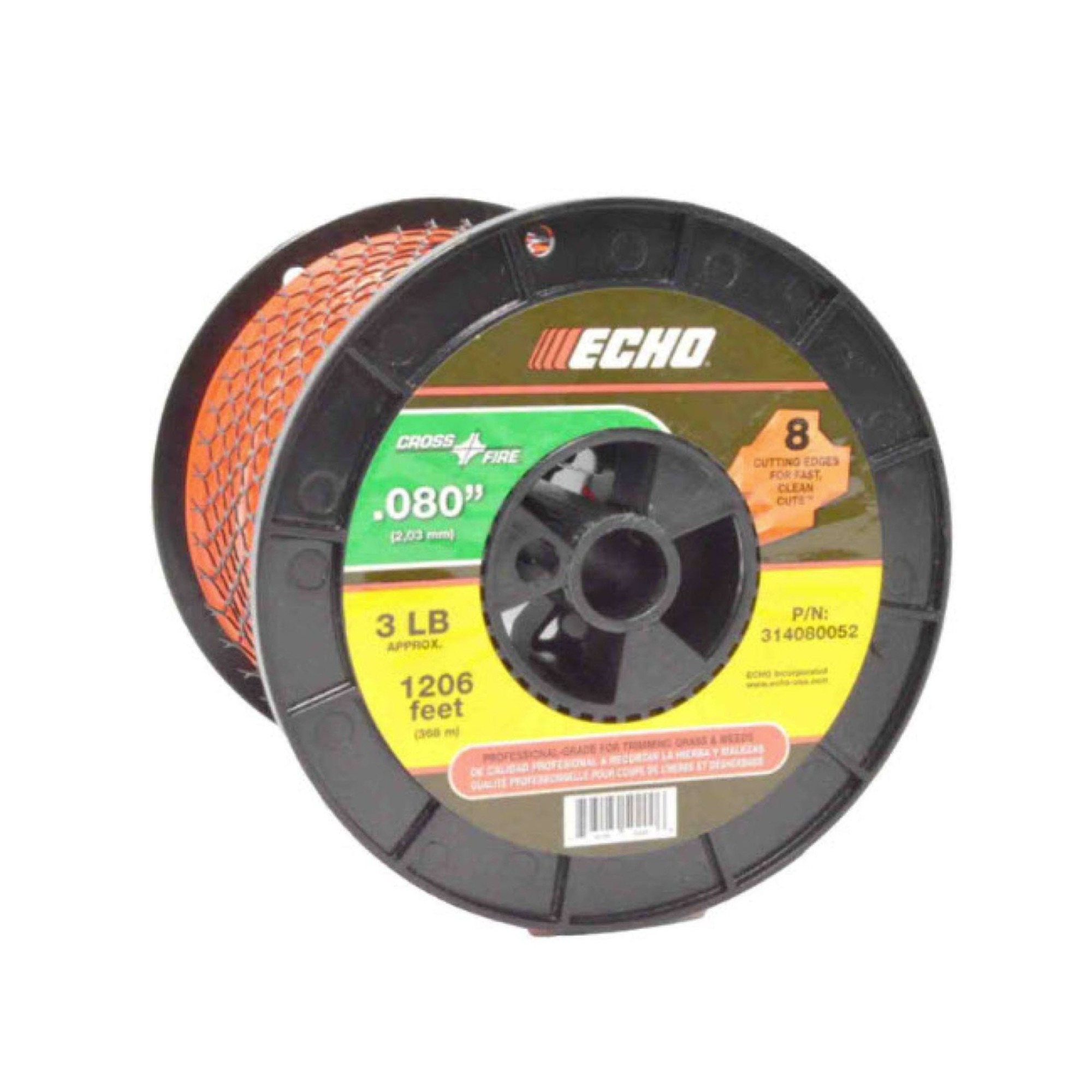 ECHO, Cross-Fire® Trimmer Line Plus-Shape Design, 8-Cutting Edges, 3# Spool, .080 dia, Model #314080052